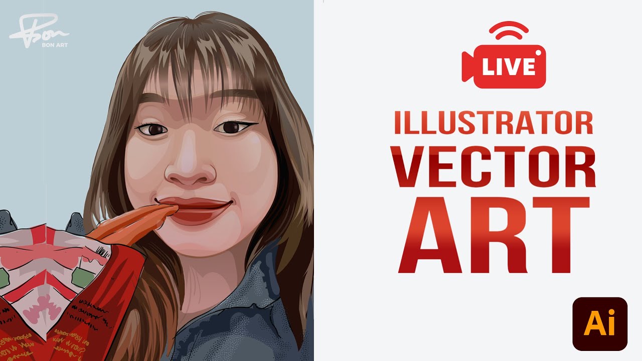 Học vẽ chân dung illustrator - Tutorial Illustrator | BonART - youtube