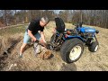 Dragging away a dead tree with Iseki TX 2140 4 WD