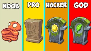 40 FREE Plants vs Team Gravestones NOOB PRO HACKER! - Who Will Win? - PvZ 2 Challenge