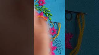 Hand embroidery design dress borderline easy and simple stitch,জামার নিচের ফুলকারি বর্ডারলাইন ডিজাইন