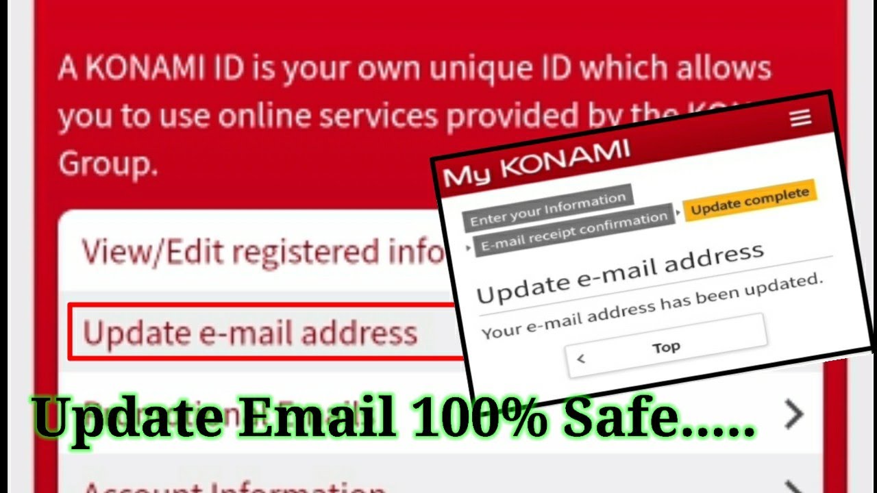 How To Change Email Password Of Konami Id In Pes 21 Mobile Youtube