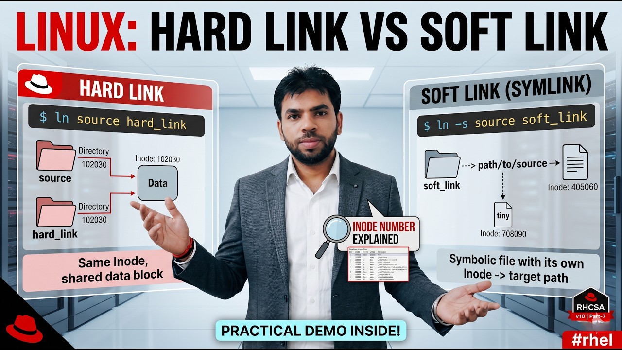 Hard Link vs Soft Link in Linux (Practical Demo) | Inode Number ...