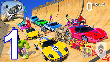 Real Car Crash Compilation - Gameplay Walkthrough Part 1 Level 1-12 Ramp Stunt Car (Android, iOS)