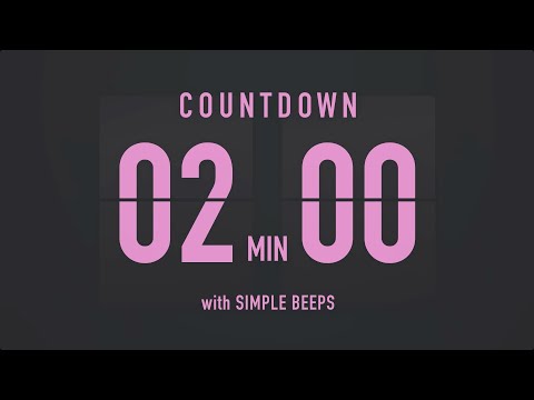 2 Minute Countdown Timer ⏳ Flip Clock with Simple Beeps 💕🖤
