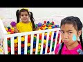 Jannie and Ellie Ball Pit Party and Play Outside | Fun Kids Activities Outdoors and Park