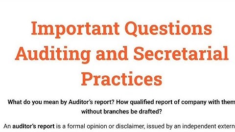 Important questions of auditing and secretarial practices B.Com 4th sem full explanation in Hindi