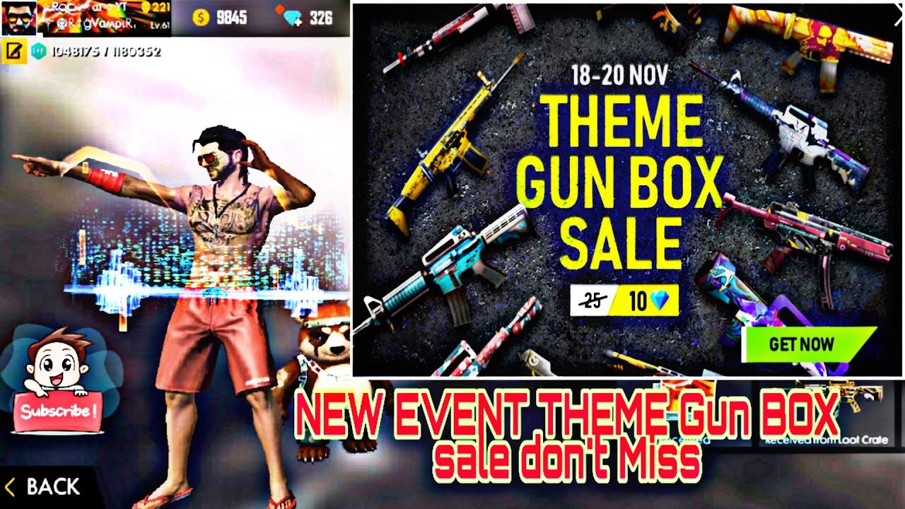 Free Fire New Event THEME GUN BOX SALE just 10 DAIMONDS don't miss it