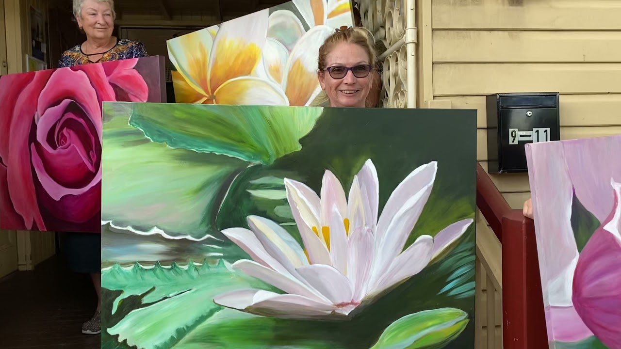 Snapshot of first paintings Jacqueline Coates Blooms painting Workshop Sunshine Coast