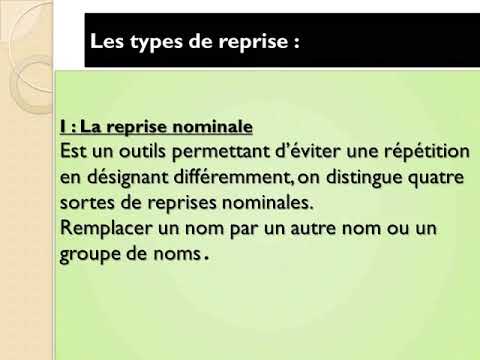 Niveau : 2 ACSCActivité : Langue / les procédés de reprise - YouTube