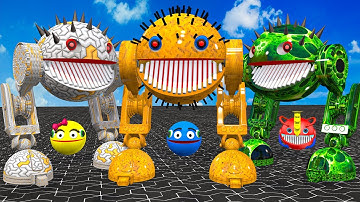 MS PACMAN & NEW RED PACMAN VS TWO YELLOW MONSTER PACMAN FIGHTING IN POKEMON #2025