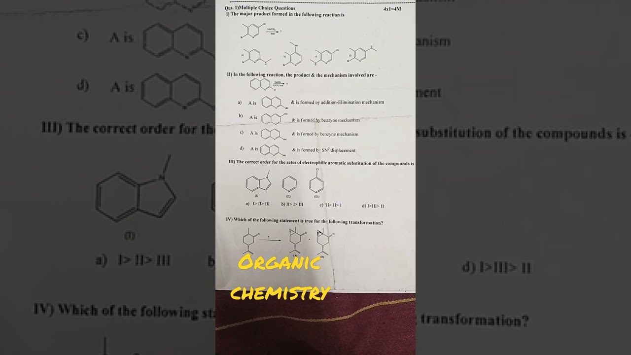 MSC 1 year||organic chemistry old practice question paper||bamu university