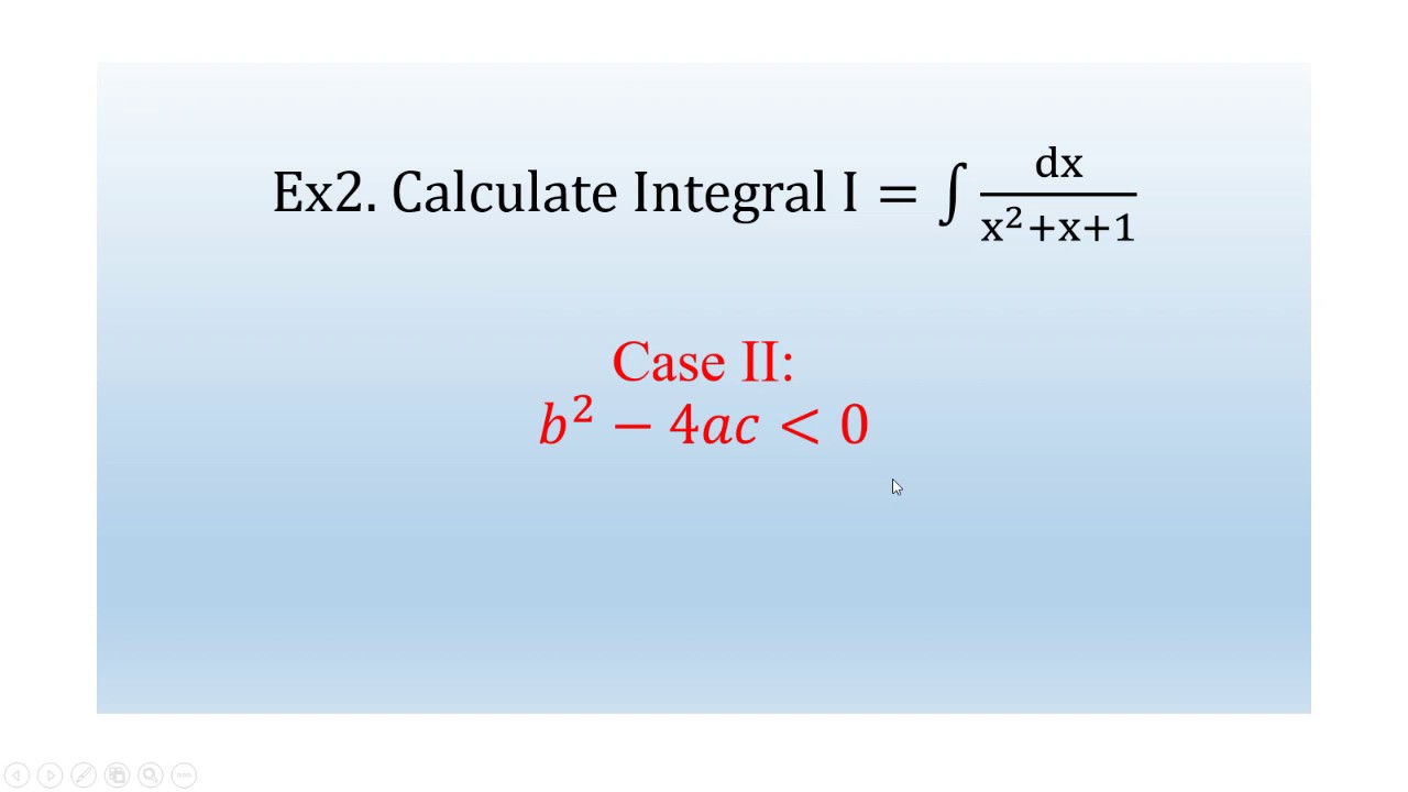 Integration Techniques - Integral of 1/[(ax^2)+bx+c] example 2 - YouTube