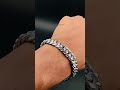 allthatsells 316L Stainless Steel Classic 3D Curb S Rhodium Plated Bracelet For Men