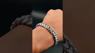 allthatsells 316L Stainless Steel Classic 3D Curb S Rhodium Plated Bracelet For Men