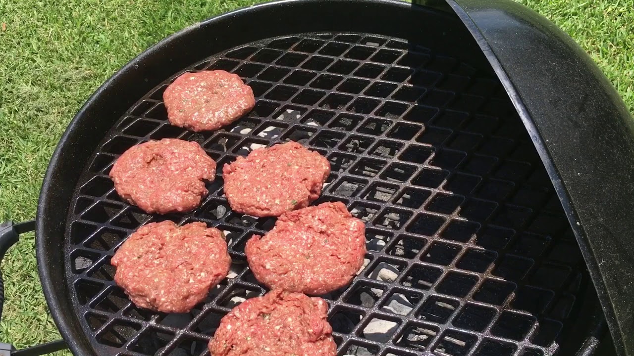Burgers, Potatoes, & Onions on Member’s Mark Kettle Grill : Cajun Pit Stix too.