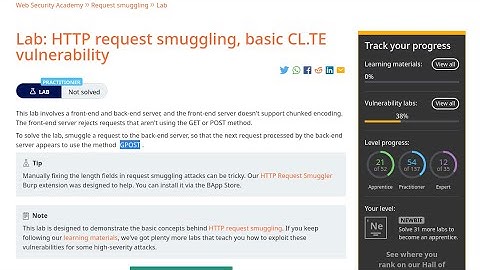 Web Security Academy | Request Smuggling | 1 - Basic CL.TE