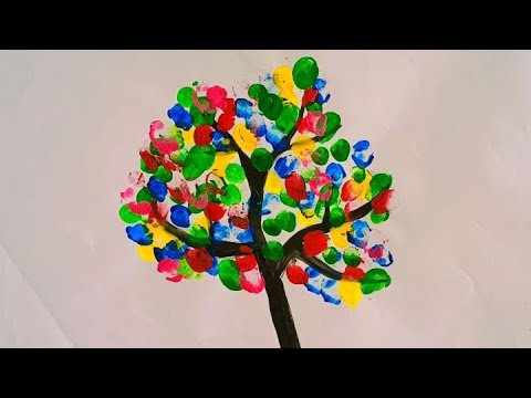 Tree Finger Drawing how to draw tree and paint with finger 🤞☺️ #art #drawing #youtubeshorts ...