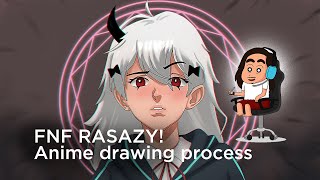 Friday Night Funkin' but its Anime | RASAZY drawing process