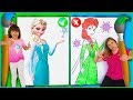 DESAFIO COLORINDO COM 3 CORES ELSA FROZEN COM LAURINHA E HELENA | 3 MARKER CHALLENGE ELSA FROZEN