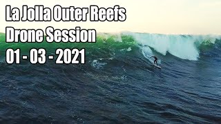 Surfing Pumping Outer San Diego Reef Break - 4K Drone Session - 01-03-2021