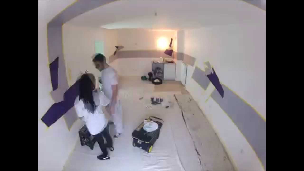Design mural salon violet gris beige youtube