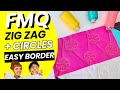 Free motion quilting circle and straight line. Easy PINGPONG border design sit-down domestic machine