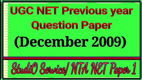 UGC NET Solved Paper 1 (December 2009)