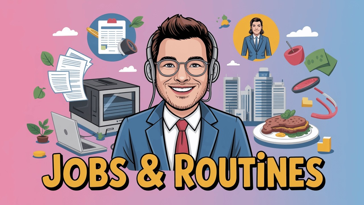 Traditional Routine Job Jobs & Daily Routines in English 💼 | Complete A1 Lesson | Speak English ...