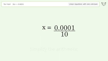 Linear equation with one unknown: Solve 10x=0.0001 step-by-step solution
