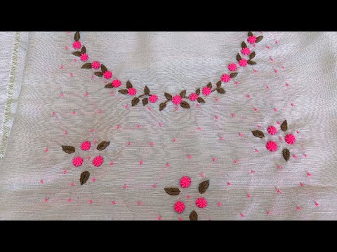 Designer churidar with spider web stitch | Hand embroidery design for beginners