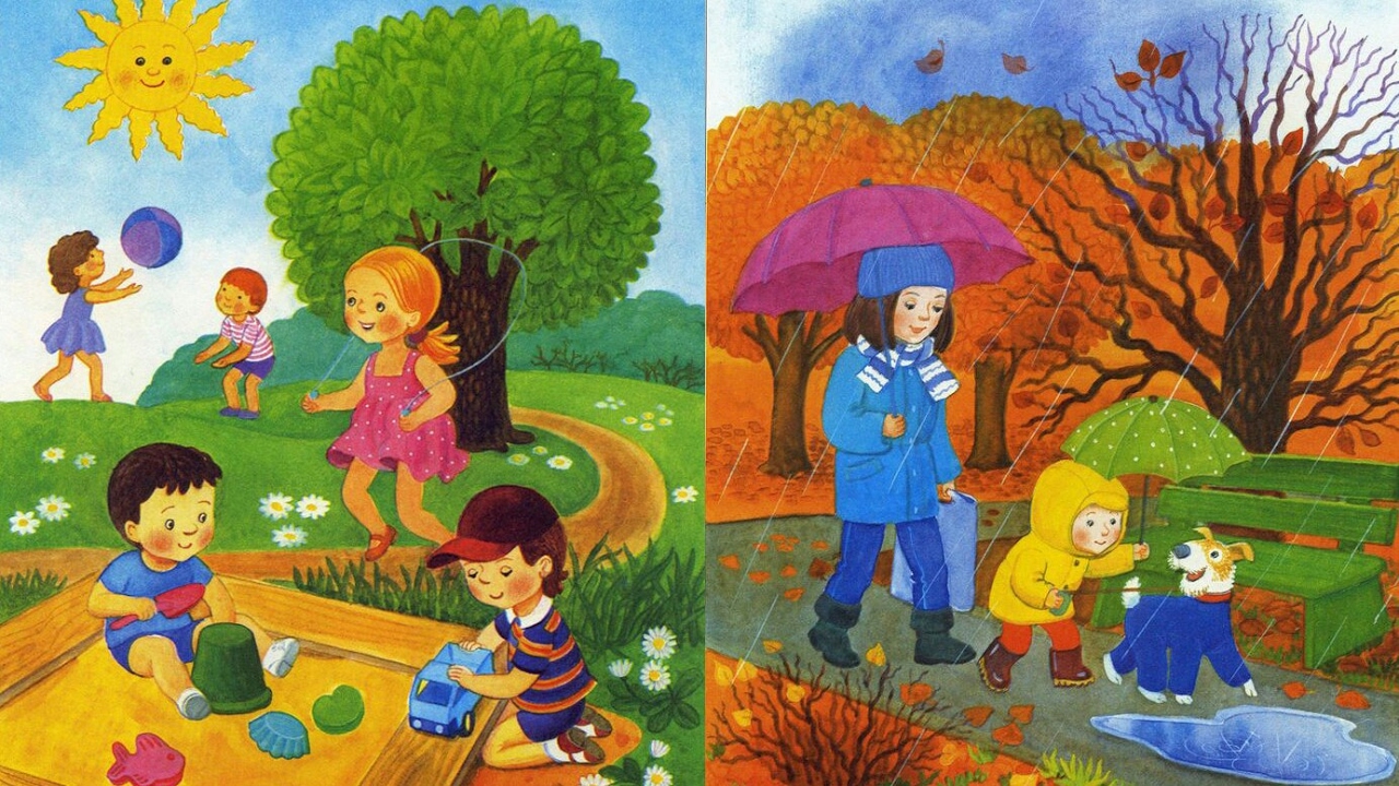 Времена года садик. Изображения времен года для детей. Осенняя картина для детей. Времена года иллюстрации. Природные явления лета для дошкольников.