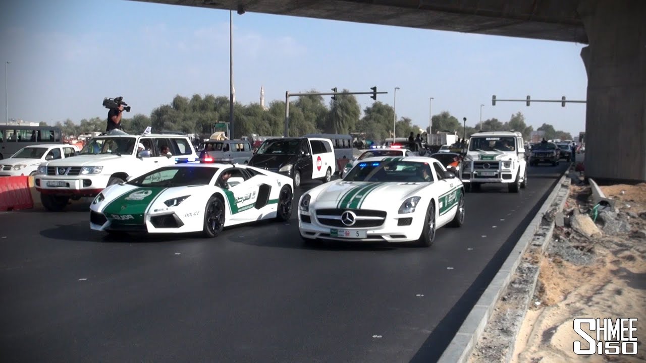 The Dubai Grand Parade Veyrons Police Supercars Ferraris Lamborghinis Youtube