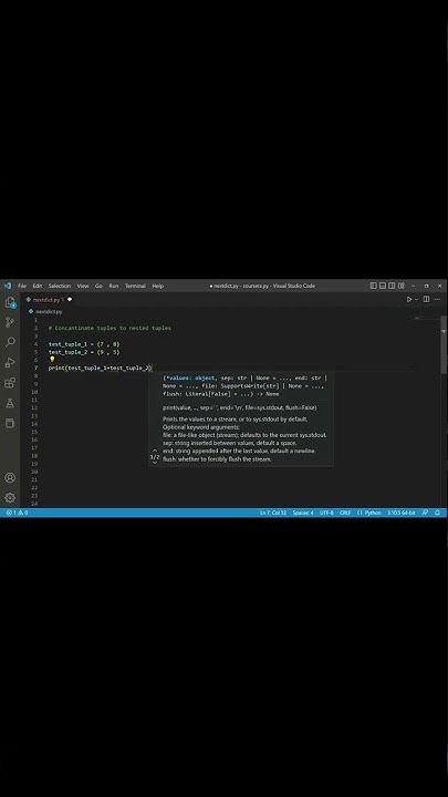 Concantenate tuples to nested tuples in python - YouTube
