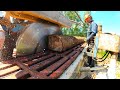 Preparing and cutting logs with laimet 100 sawmill powered by an old valmet