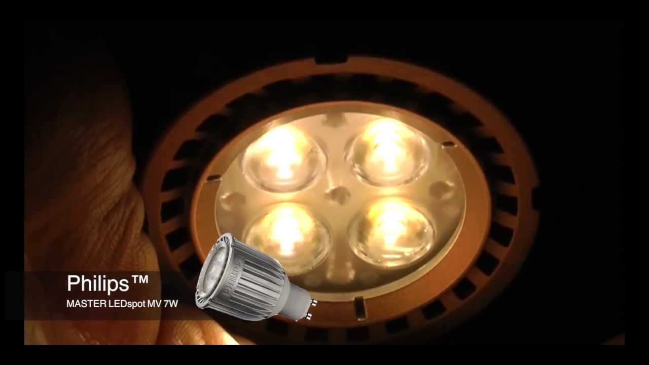 Philips™ MASTER LEDspot MV GU10 7W Dimmable LED Spotlight @ LED Lights, Leicester - YouTube