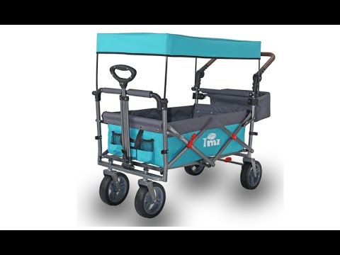 Collapsible Garden Cart Heavy TMZ All Terrain Wide Wheel Utility Folding Wagon