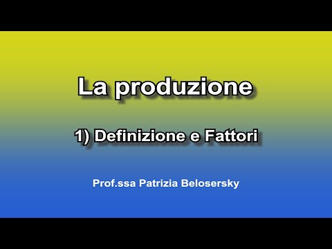 Video: Cos'è La Produzione