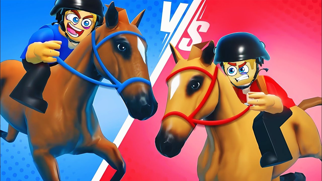 فيلم روبلوكس : سباق احصنة احمر و ازرق 🔴 🔵 ( مين يمتلك اسرع حصان 🐴 ) جاااامد 🔥 !!