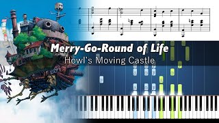 Howl’s Moving Castle - Merry-Go-Round of Life - Piano Tutorial with Sheet Music Resimi
