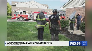 Woman injured, 2 cats dead after fire on Indy’s southeast side
