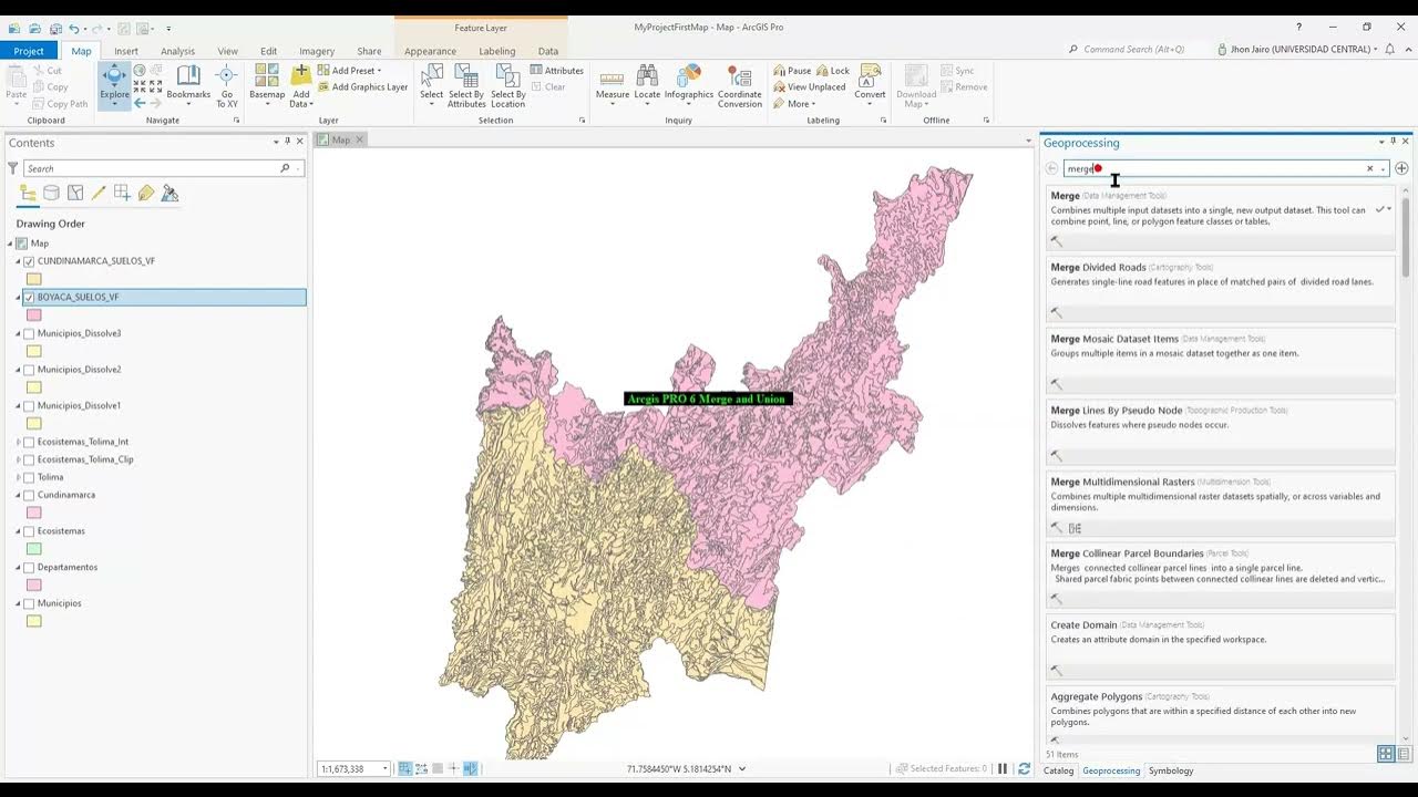 ArcGIS PRO 6. Merge and Union - YouTube