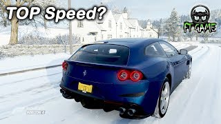 Now on top speed gameplay, this car is a "ferrari gtc4lusso" in forza
horizon 4. "no upgrade" (power- 680 hp), (torque- 697 nm), (weight-
1920 kg) (layout- a...