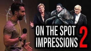 Guy shocks crowd with improvised voice impressions