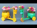 Flower Pot Ideas - Beautiful Bicycle Flower Pots From Recycled Plastic Bottles For Small Gardens