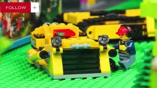 Lego animation: fire truck, bulldozer, tractor