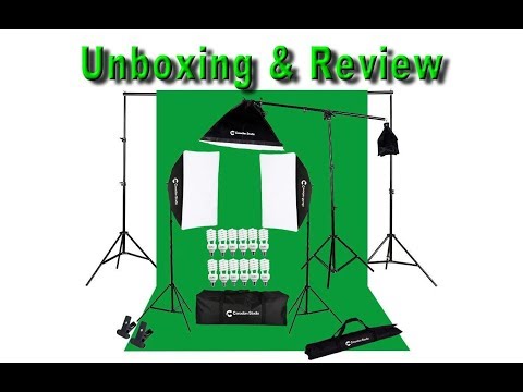 Unboxing & review CanadianStudio 2400 Watt Softbox Lighting Kit &Green Screen