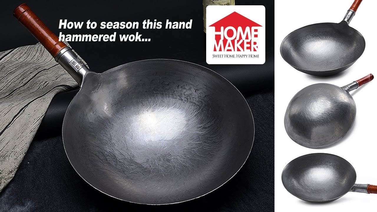 1.8 mm thickness FDA approved 14 Inch, Round Bottom Mecete Wok pan 1st Generation Traditional Hand Hammered Uncoated Carbon Steel Pow Wok with Wooden and Steel Helper Handle 