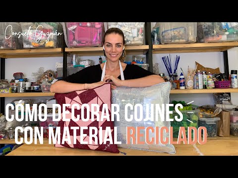 Cómo decorar cojines con material reciclado - Técnica Patchwork.