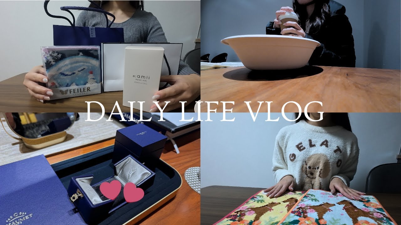 vlog ｜20代OLの日常🐩CHAUMETお迎え💎,購入品紹介(Feiler,Francfranc.etc..),クリスマスデート,上野散歩🍃