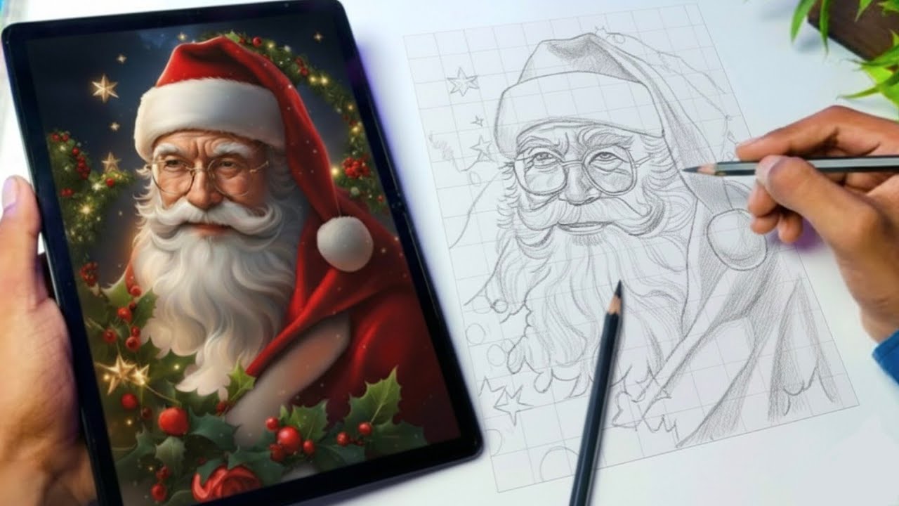 How to Draw Santa Claus Step by Step | Easy Christmas Outline Drawing Tutorial 